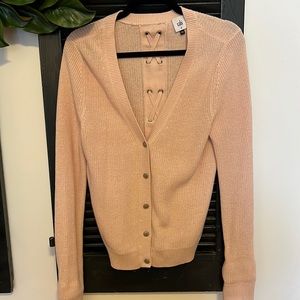 Cabi blush sweater, paired with a Michael Kors purse